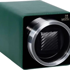 Luxury Leather Watch Winder for Single Automatic Watches - Quiet Motor, 12 Modes