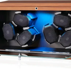 6 Automatic Watch Winder with Quiet Motor & LED, 4 Modes, Wooden Box