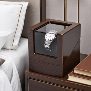 Watch Winder Embers Luxury Single – Wooden Automatic Box with Silent Motor