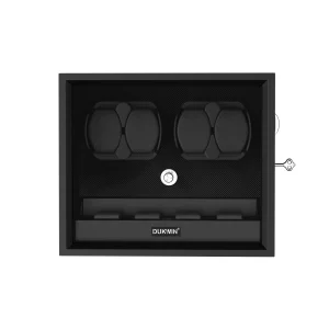 DUKWIN Automatic 4 Watch Winder with 4 Extra Storage Case Box Display Black