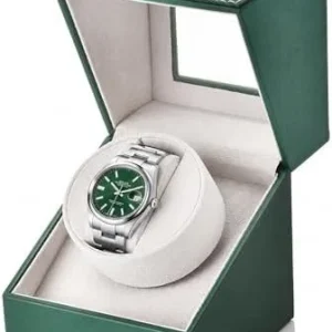 Watch Winder for Automatic Watches: Automatic Single Watch Winder Box in Green P
